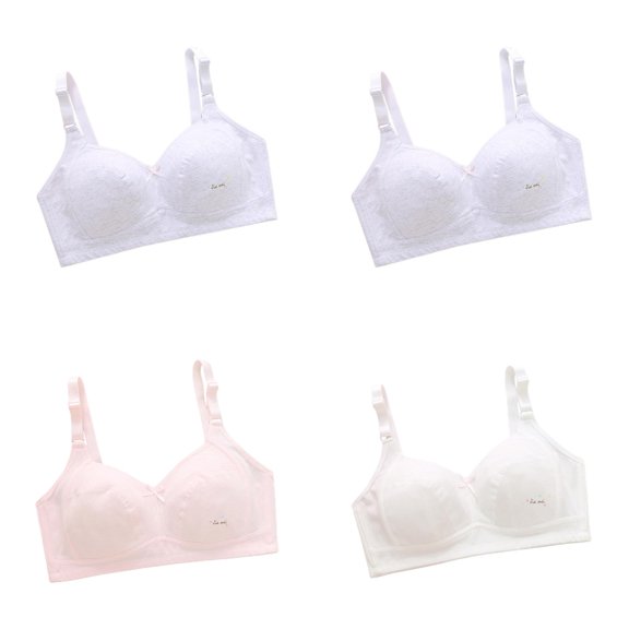 LUOGENLI 4 PCS Teen Girls Seamless Training Bras Adjustable Straps Sports Bras Girl's ComfortFlex Fit Seamless Racerback 8 to 14 Years Girls Bra XL