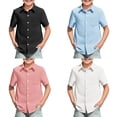 thumbnail image 1 of LUOGENLI 4 Pack Boys and Girls Button down Pocket Shirts Short Sleeve Gradient Shirt Kids Summer Casual Beach Shirts Shirts for Boys 130, 1 of 5