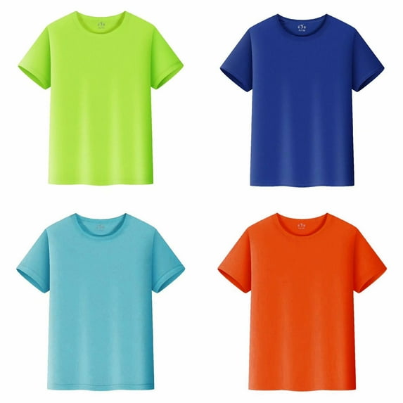 LUOGENLI 4 Pack Kids T Shirts Short Sleeve Plain Tops Tees Boy & Girl Unisex Toddler Children Crew Neck T Shirt The 7th of July Shirts for Boys 8-10 White L