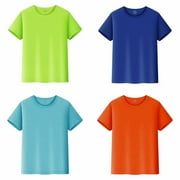LUOGENLI 4Pcs T-shirts for Boys Kids T Shirts Short Sleeve Plain Tops Tees Boy & Girl Unisex Toddler Children Crew Neck T Shirt Shirts for Boys 12-14 Teens Summer Tops for Boys 12-14 Years Size M