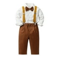 thumbnail image 1 of LUOGENLI 4th of July Outfits for Boys Size 7/8 Toddler Boys Long Sleeve Shirt Tops Pants with Tie Child Kids Gentleman Outfits Party Dress Baptism Outfits for Boy 24 Months 4-5 Years, 1 of 5