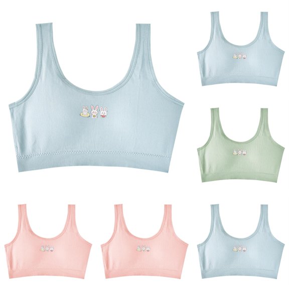 LUOGENLI 5 PCS Teen Girls' Sports Bra Racerback Straps & Soft Elastic Waistband for 10 to 16 Years 5PCS Girls Bralette Set L