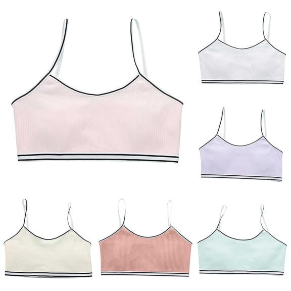 LUOGENLI 6 PCS Kids Girls Underwear Bra Vest Children Adjustable Shoulder Strap Underclothes Undies Clothes Girls Bras No Underwire L