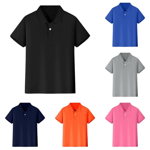 LUOGENLI 6 Pack Kids Boys Girls Short Sleeve Shirt Button Closure Comfortable & Soft Fabric Tops for Boys Trendy under 5 M