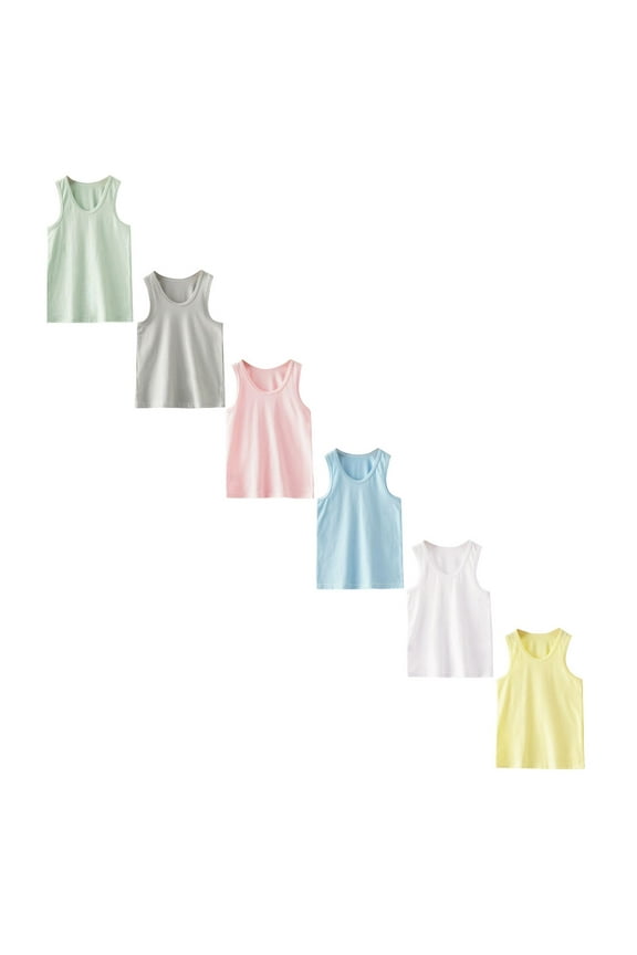 6 Pack T Shirts Girls Summer Tops Size 14-16 Toddler Kids Girls Dance Tank Top Racerback Crop Tank Top Soild Sleeveless Sports Dance Top Ballet Gymnastics Dancewear 90