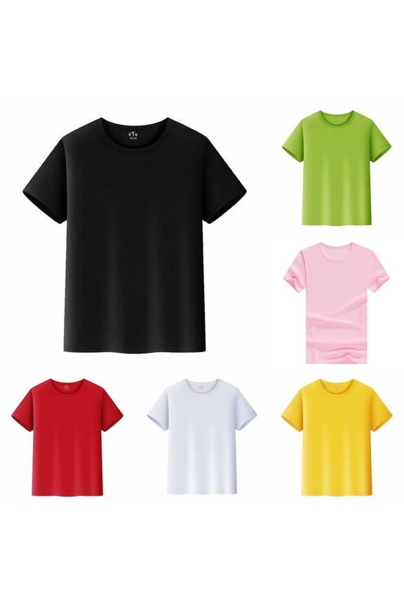 6Pcs T-shirts for Boys Kids T Shirts Short Sleeve Plain Top Tees Boy & Girl Unisex Toddler Children Crew Neck T Shirt Easter Shirts for Boys 10-12 Trendy Size 3XL