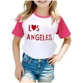 thumbnail image 1 of LUOGENLI Athletic Tank Tops for Girls 10-12 Boys and Girls Us City Print Raglan Short Sleeve T Shirt Summer Tops for Girls 2024 12 Girls Summer Tops Size 12-14 6-7 Years, 1 of 3