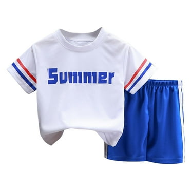 LUOGENLI Autumn Baptism Outfits for Boy Size 7/8 Children's Short Sleeved Running Suit Casual Clothes for Boys and Girls New Summer T Shirt Shorts Two Piece Set 10-11 Years