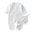 thumbnail image 1 of LUOGENLI Autumn Baptism Outfits for Boys Summer Toddler Baby Solid Color Spring and Autumn Baby High Elastic Home Clothes Baby Cotton Fart Pajamas Air Conditioning Clothing 3-6 Months, 1 of 3