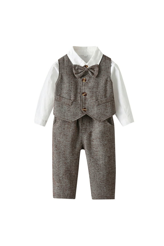 Baby Boy Pants 18-24 Months Pack Kids Toddler Baby Boys Autumn Winter Gentlemen Cotton Shirt Vest Long Sleeve Pants Set Clothes Baby Boy Pants 12-18 Months Jeans 6-12 Months
