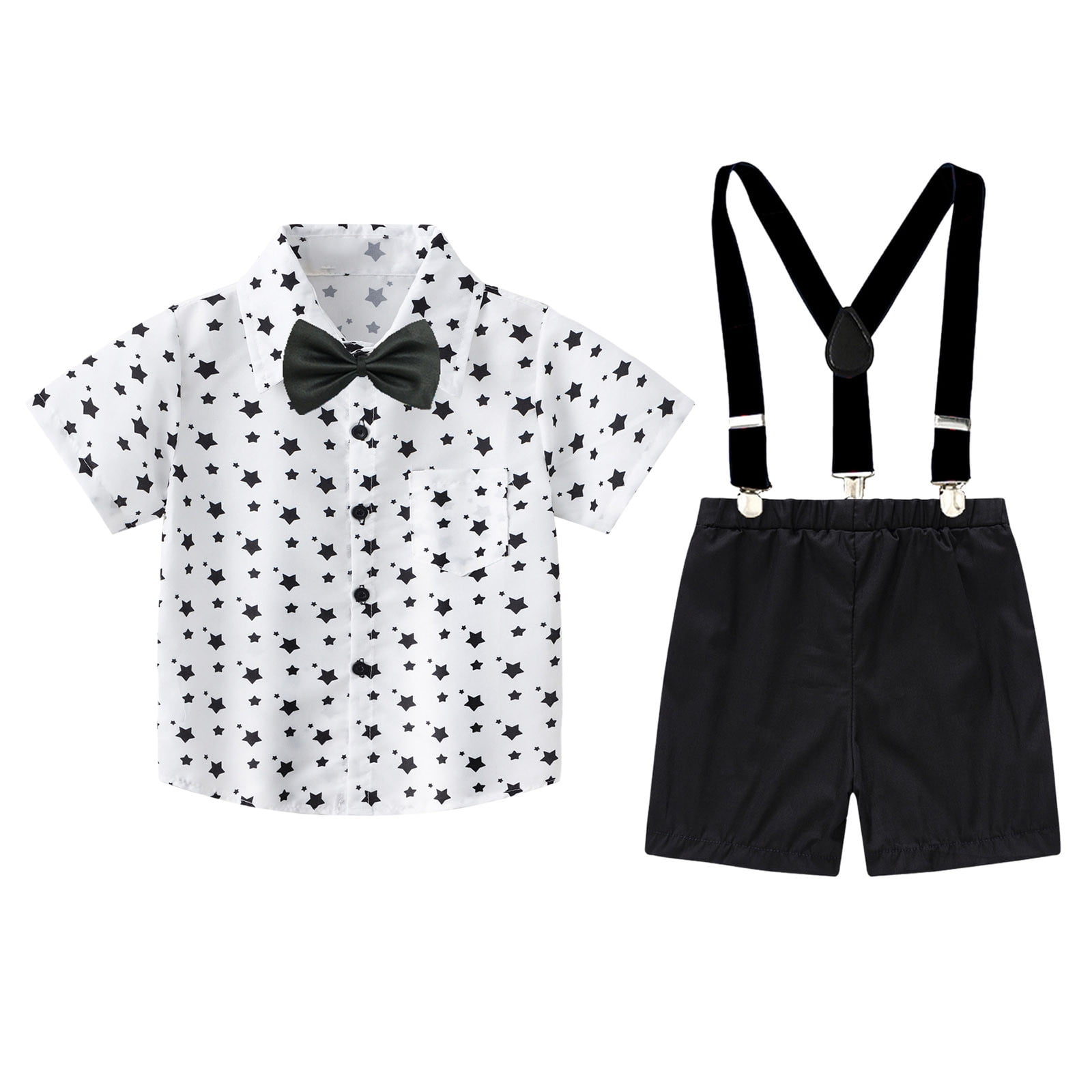 Baby Clothes Suspender Pants Suit Short Sleeve Cotton Gentleman Outwear Trendy