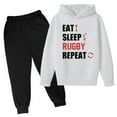 thumbnail image 1 of LUOGENLI Baby Boy Pants Black Winter Sweatshirt Letter Printed Hoodie Pants Children's Casual Two Piece Fashion Trend Football Fans Sports Player Sports Gift 3-4 Years, 1 of 3