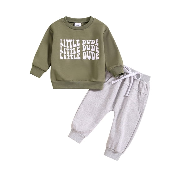 LUOGENLI Baby Boy Pants Set Months Toddler Boys Long Sleeve Letter Prints Tops and Pants Child Kids 2Pcs Set Outfits Kids Clothese Baby Boy Pants 6-9 Months Cotton 18-24 Months