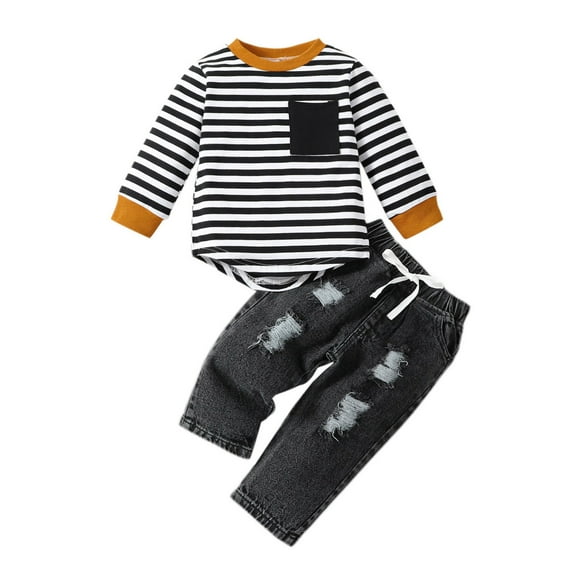 LUOGENLI Baby Boy Pants Set Toddler Boys Winter Long Sleeve Plaid Prints Romper Pants 2Pcs Outfits Clothes Set for Babys Clothes Baby Boy Pants 6-9 Months Cotton 18-24 Months