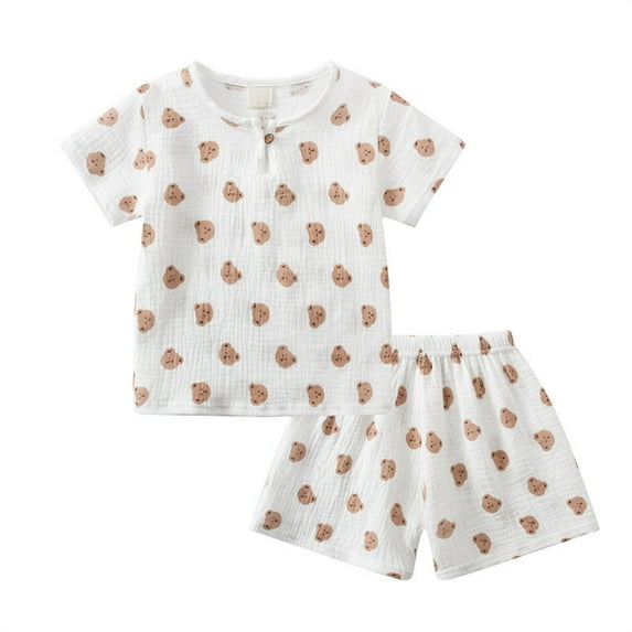 LUOGENLI Baby Boy Pants Sets 3-6 Months Toddler Kids Girls Boys Sleepwear Short Sleeve Shirt and Shorts Soft Summer Pajamas SetPcs Baby Boy Pants Khaki 80