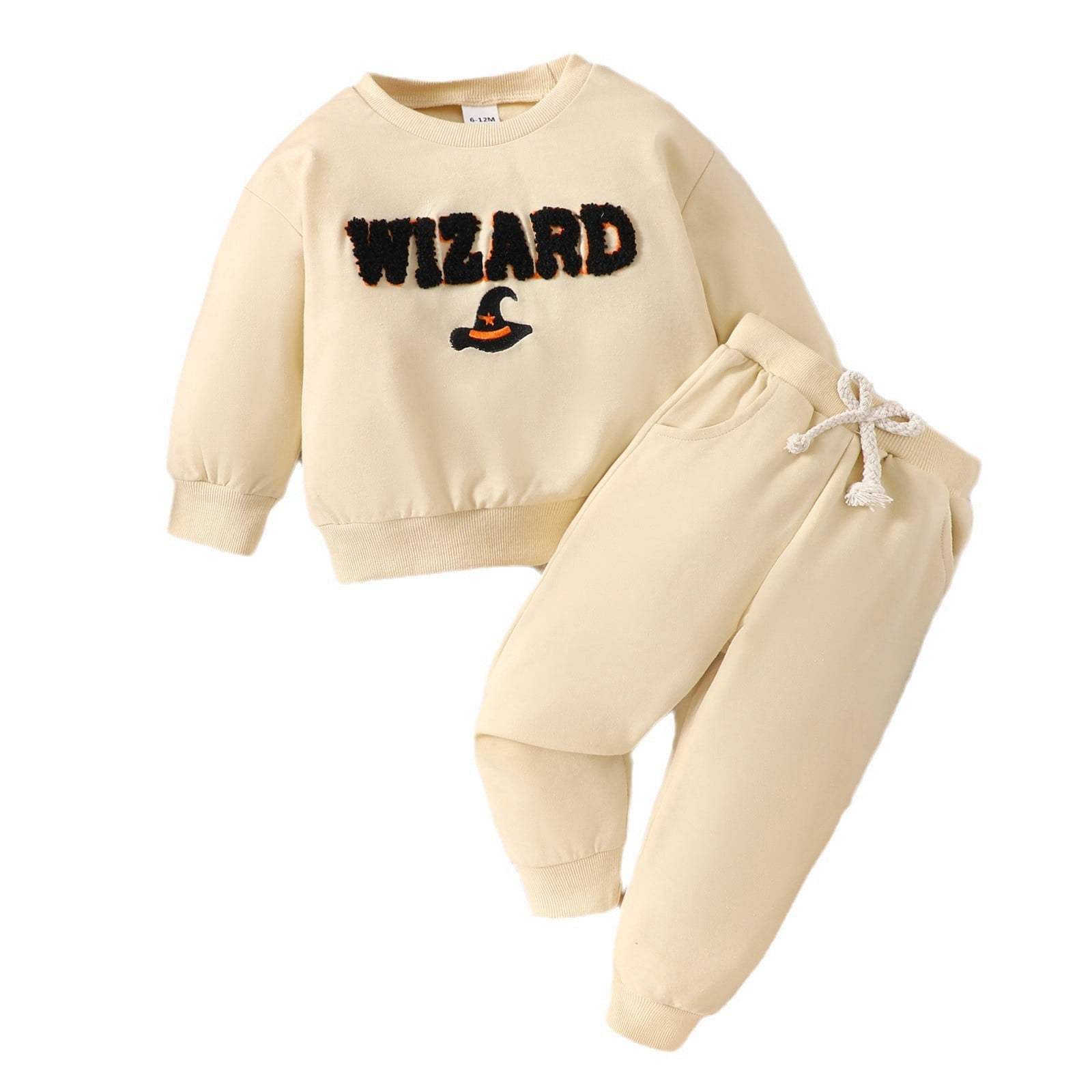 LUOGENLI Back to School Outfits for Girls Kids Boys Casual Long Sleeves Cute Letters Prints Sweatshirts Top Pants 2Pcs Set Outfit Outfits for Girls 6 7T Beige 18 24 Months Walmart