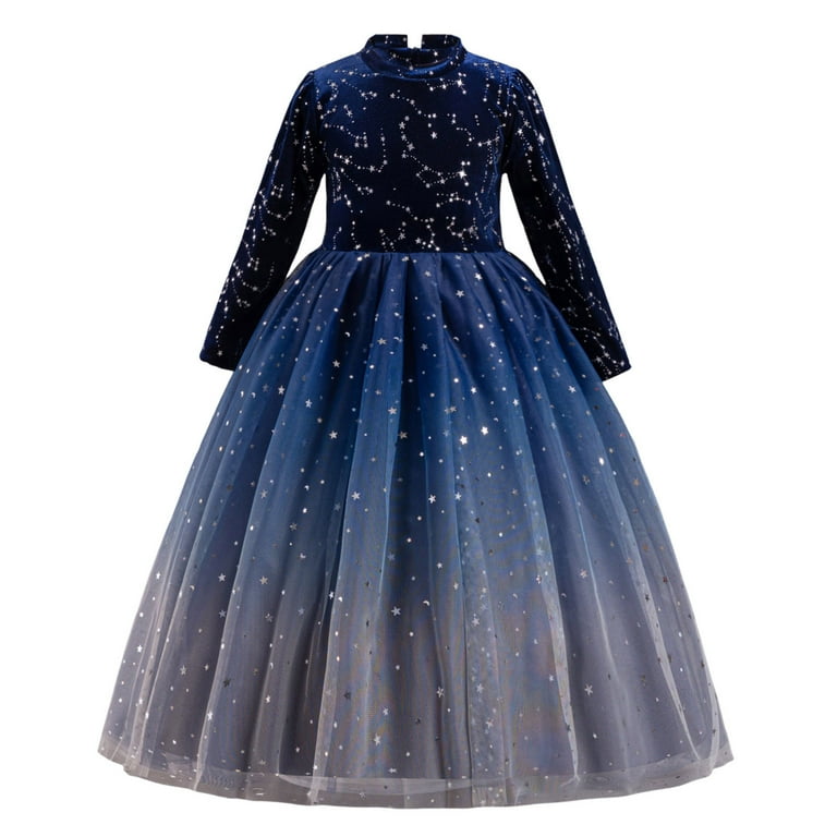 LUOGENLI Baptism Dresses For Girls 4T Kids Children s Girls Winter Long Sleeve Party Princess Dress Gradient Sequins Long Dress Fashion Summer Dresses