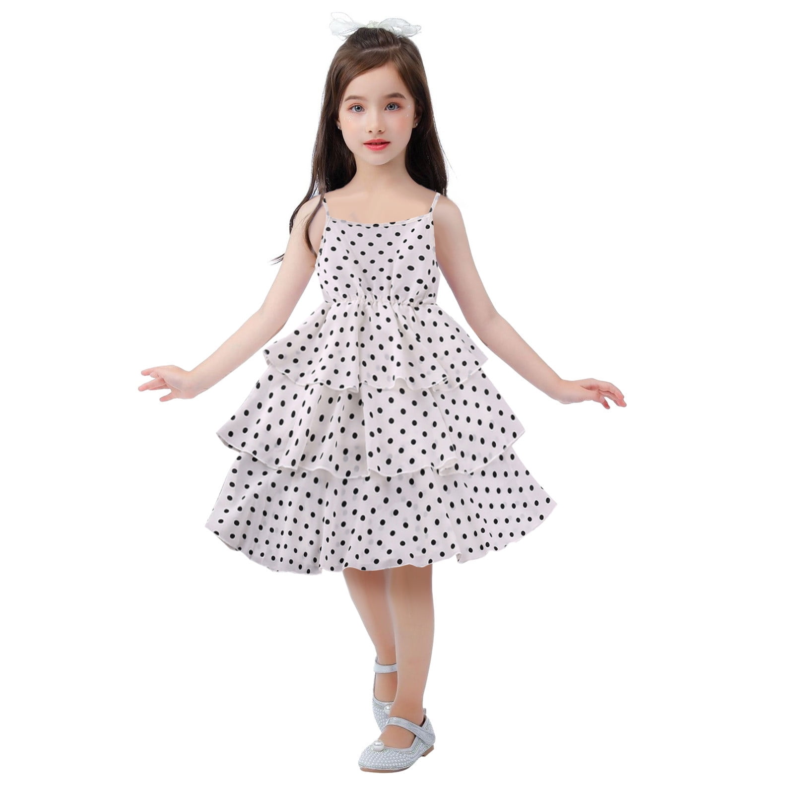 LUOGENLI Baptism Dresses For Girls 4T Toddler Girls Sleeveless Prints Dress Dance Party Dresses Clothes Dresses For Girls Size 14 16 Black Girls