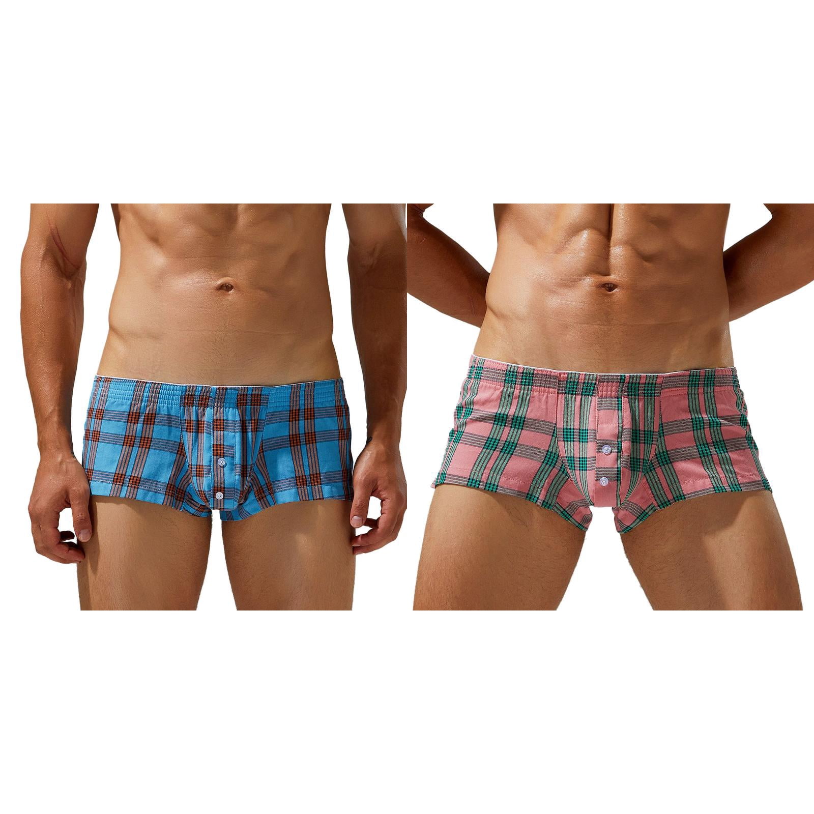 LUOGENLI Boxers For Men Pack Cotton 2 Pack Mens Casual Fashion Pants Youth Plaid Shorts Comfortable Loose Boxers Underwear Boxers For Men Underwear Boxers For Men Pack XXL