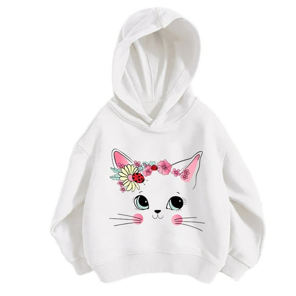 LUOGENLI Boys Hoodies Size 7 Pack Girls Hoodies and Sweatshirts for Daily Wear Casual Outfits Outdoor for Kids 3 12 Years Loose Fit Design Ideal for Spring and Autumn Seasons White Size 7-8 Years