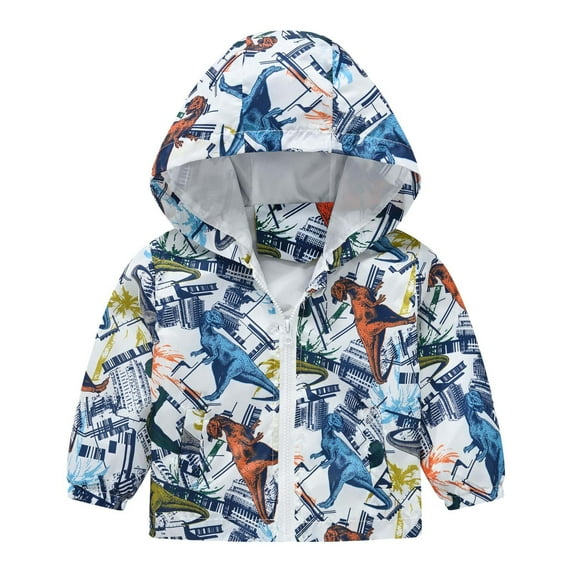 LUOGENLI Boys Jacket Size 7 Toddler Boys Girls Cartoon Prints Casual Light Coat Hooded Jacket Windproof Zipper Outwear Boys Jackets Size 7-8 Zip Up Hoodie Jacket For Boys 2-3 Years