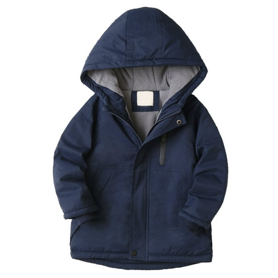 LUOGENLI Boys Jacket Size 8-10 Kids Boys Girls Winter Thicken Coat Solid Hooded Jacket Toddler Windproof Thick Warm Outwear Jacket for Boys Jacket for Boys 14-16 Navy 11-12 Years