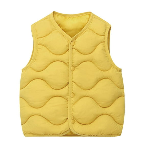 LUOGENLI Boys Jackets Size 10-12 Vest for Kids Boys Girls Light Weight Warm Vest Sleeveless Button Casual Fall Winter Clothes Jackets and Snow Pants for Boys Yellow 4-5 Years