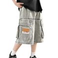 thumbnail image 1 of LUOGENLI Boys Jeans Size 8 Straight Leg Boys Denim Cargo Shorts for Kids Comfortable Casual Outdoor Wear Durable Stretch Jeans Shorts for Active Boys Age 4 14 Grey 5-6 Years, 1 of 9