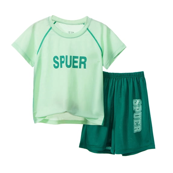 LUOGENLI Boys Outfits 12-14 Years Old Kids Summer Comfortable Sweat Absorption T Shirt Shorts 2Pc Casual Sports Suit Children'S Clothing Boys Outfits 12-14 Boys Suits Size 7 Linen 5-6 Years