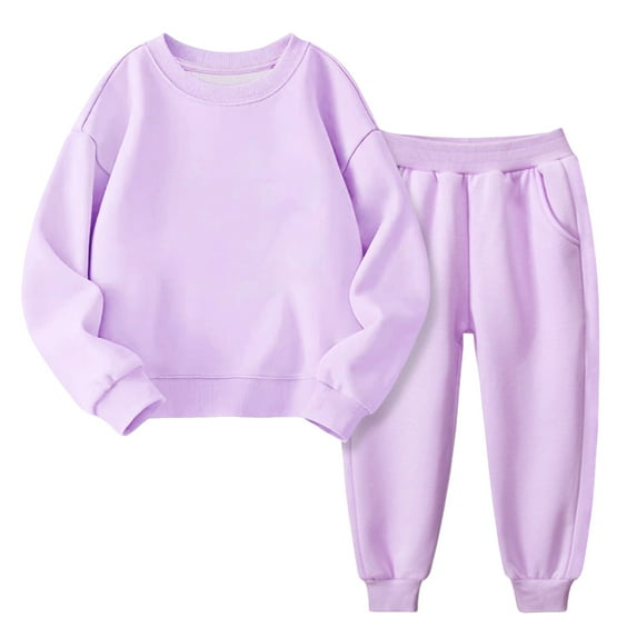 LUOGENLI Autumn Baptism Outfits for Boy Size 7/8 Toddler Kids Boy Girl Clothes Unisex Solid Sweatsuit Long Sleeve Warm Pullover Tops Pants Set Outfits 4th of July Outfits for Boy 4T 18-24 Months