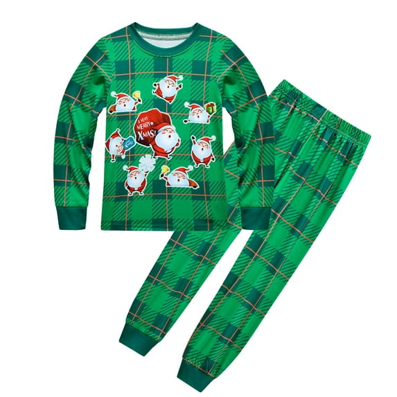 LUOGENLI Boys Outfits Size 6 Kids Christmas Pajamas Long Sleeve Matching Holiday Set Toddler Boys Girls Kids Plaid Xmas Jammies Boys Outfits Size 6 Sets Boys Suits Size 14-16 3-4 Years