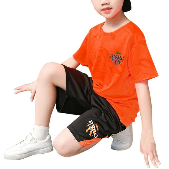 LUOGENLI Boys Outfits Size 8 Summer Summer New Children'S Sports Set Boys Wicks Sweat Short Sleeved Shorts Two Piece Basketball Suit With Pocket Little Boys Suits Size 6 2-3 Years