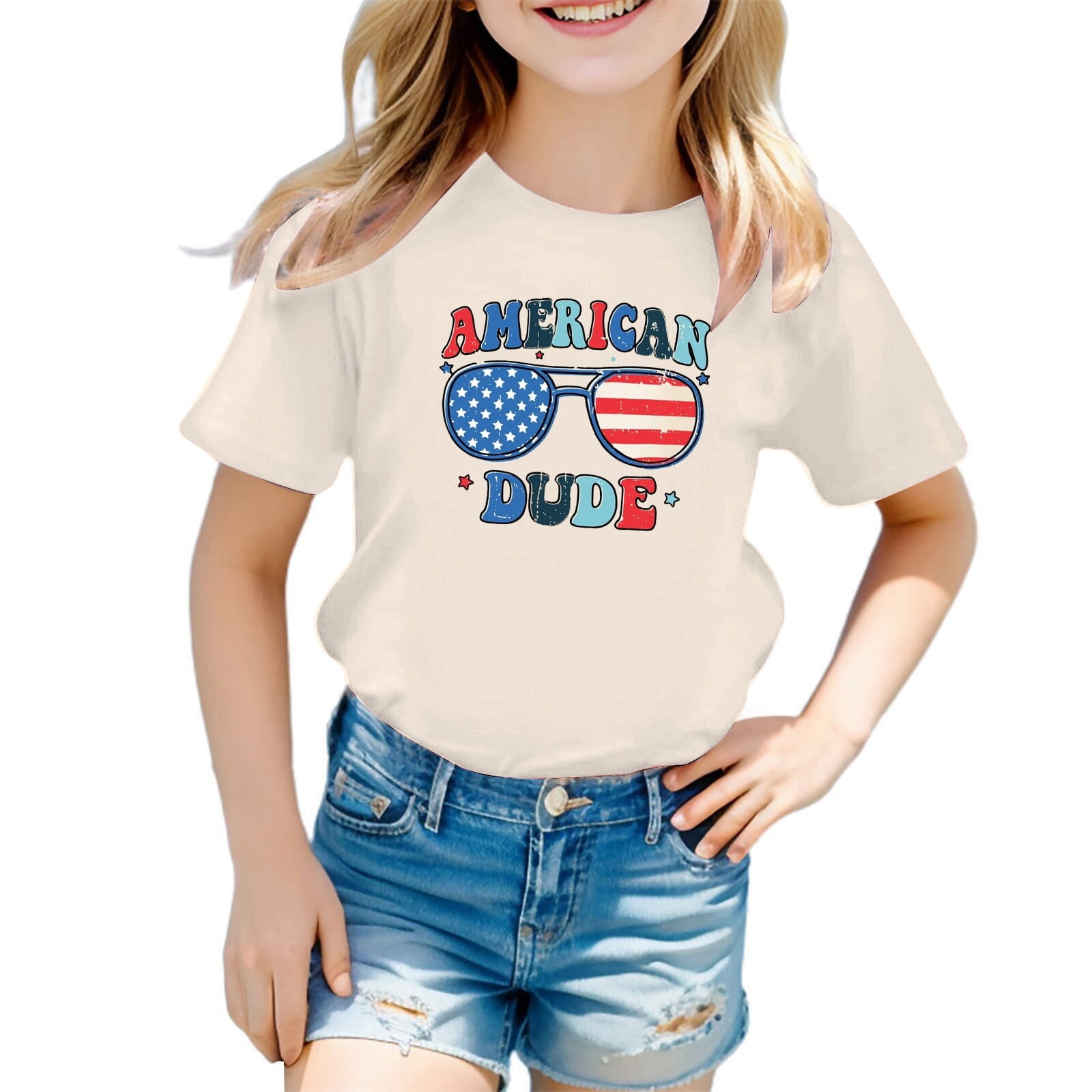 LUOGENLI Boys Shirts 6-8 Years Old Kids Boys America Flag Shirts 4th of July T Shirt Toddler Girls Cotton Patriotic Tops Tee Independence Day Clothes Boys Shirts Size 8 Youth 3-4 Years