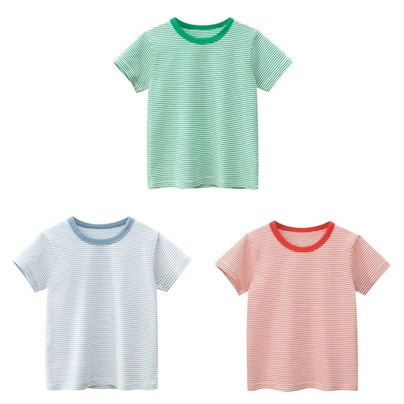 LUOGENLI Boys Shirts Size 10-12 Youth Toddler Kids Baby Boys Girls Striped Short Sleeve Crewneck T Shirts Tops Tee Clothes for Children Boys Shirts 5T Long Sleeve Boys Shirts Size 5 2 Pack 90