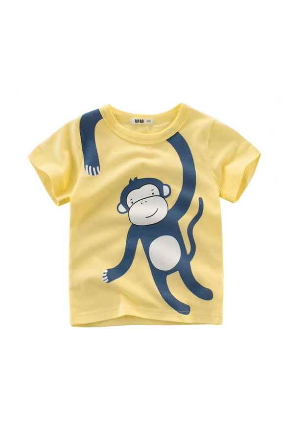 Boys Shirts Size 14-16 Cotton Toddler Kids Baby Boys Girls Cartoon Animal Short Sleeve Crewneck T Shirts Tops Tee Clothes for Children Boys T Shirts Size 10-12 2 Years