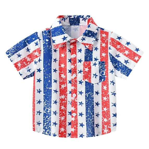 LUOGENLI Boys Shirts Size 6-7 Toddler Boys Girls Short Sleeve Summer Casual Star Striped Prints Gentleman Tops Hawaii Beach Holiday Shirts T Shirt Boys Shirts Size 8 Graphic Red 5-6 Years