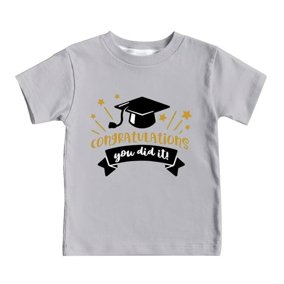 LUOGENLI Boys Shirts Size 7-8 Children Place Kids Summer Short Sleeve T Shirt Graduation Season Cap Print Comfortable Loose Tops Children's Clothing Boys Shirts 5T White Boys T Shirts 3T 6-7 Years
