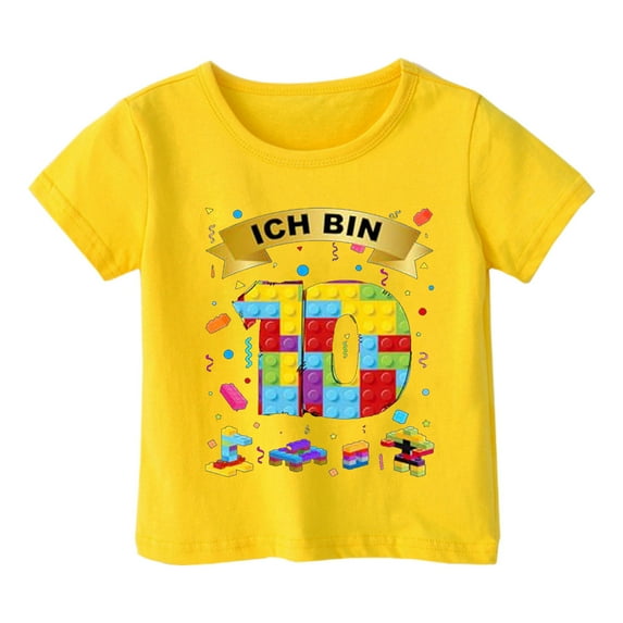 LUOGENLI Boys Shirts Size 7/8 Toddler Kids Baby Boys Cartoon Dinosaur Short Sleeve Crewneck T Shirts Tops Tee Clothes for 1-7 Years Boys T Shirts Size 7 Boys Shirts 2T e-Yellow Size 3-4 Years