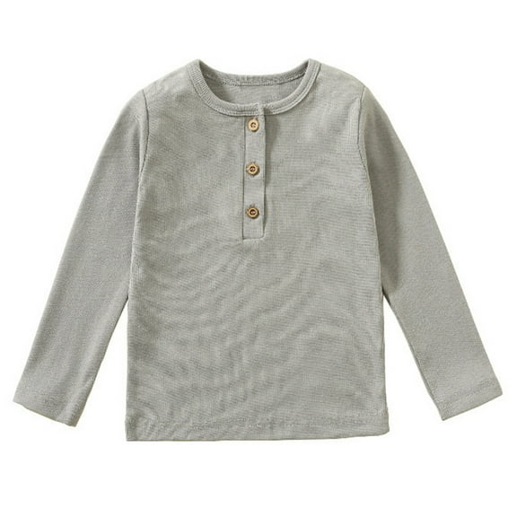 LUOGENLI Boys Shirts Size 8 Graphic Toddler Kids Baby Girls Boys Long Sleeve Ribbed T Shirt Tops Boys Shirts Size 10-12 Youth Boys Shirts Size 5-7 Gray 2-3 Years