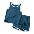 thumbnail image 1 of LUOGENLI Boys Shorts Size 6 T Children's Summer Vest Shorts Set Loose Boys and Girls Thin Sleeveless Pajamas Round Neck Children's Home Wear Boys Shorts Size 6/7 Boys Shorts 4T Pack 4-5 Years, 1 of 4