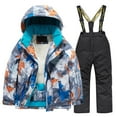 thumbnail image 1 of LUOGENLI Boys Suits Size 12 Blue Kids Lined Ski Jacket & Pants Set Winter Windbroof Snowboarding Rain Coats Girls Boys Winter Warm Snow Suits Boys Outfits Size 7 Boys Suits Size 6 Slim Fit 8-10 Years, 1 of 2