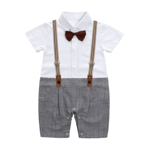 LUOGENLI Boys Suits Size 14 Slim Baby Boy Gentleman White Shirt Bowtie Tuxedo Onesie Jumpsuit Overall Romper For 3Months To 18Months Boys Outfits Size 7/8 Boys Suits Size 5/6 3-6 Months