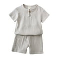 thumbnail image 1 of LUOGENLI Boys Suits Size 16 Regular Fit New Children's Wear Summer Children's Casual Suit Loose Clothes Boys Short Sleeve Baby Summer Outfits for Boys Grey 5-6 Years, 1 of 4