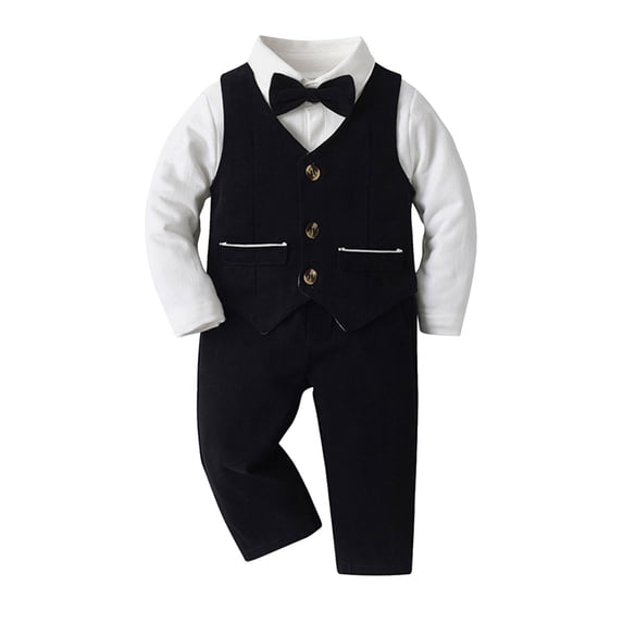 LUOGENLI Boys Suits Size 6 Toddler Boys Long Sleeve Shirt Plaid Shirt Tops Pants Coat With Tie 4Pcs Child Kids Gentleman Outfits Boys Outfits Size 7 Black 12-18 Months