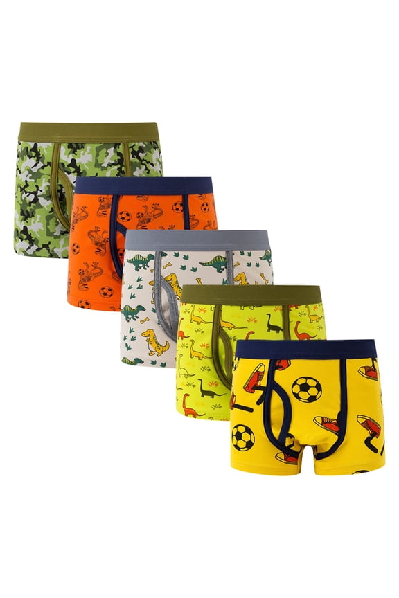 Boys Underwear Size 10-12 Boxer 5Pcs Toddler Big Kids Boys Pes Children Pes Flat Horn Dinosaur Cartoon Boxer Shorts Pants Piece Combo Set Pes Boys Underwear 4T 4-5 Years