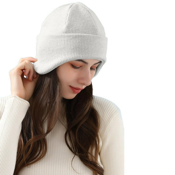 LUOGENLI Bucket Hats For Men Gold Womens Knit Hat Acrylic Winter Hats for Women Men Soft Warm Unisex Earflap Hat Bucket Hats For Men Designs Cowboy Hat For Women White