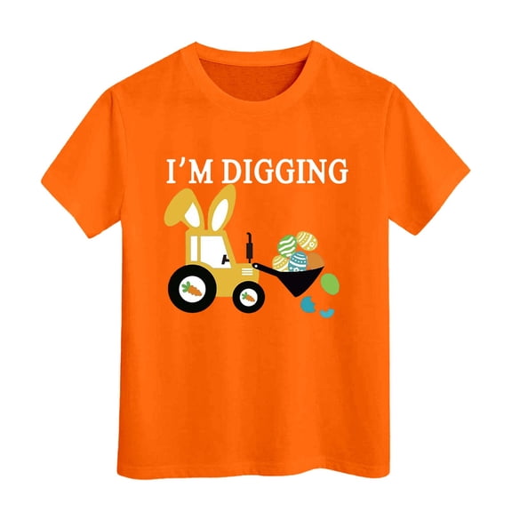 LUOGENLI Comfort Boys Planet Printed Casual Crew Neck Short Sleeved T-Shirt Little Boys Summer Planet Printed Boys Casual T Shirt Tops Boys Shirts 2-Orange Size 10-11 Years