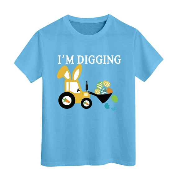 LUOGENLI Comfort Boys Planet Printed Casual Crew Neck Short Sleeved T-Shirt Little Boys Summer Planet Printed Boys Casual T Shirt Tops Boys Shirts 2-Sky Blue Size 6-7 Years