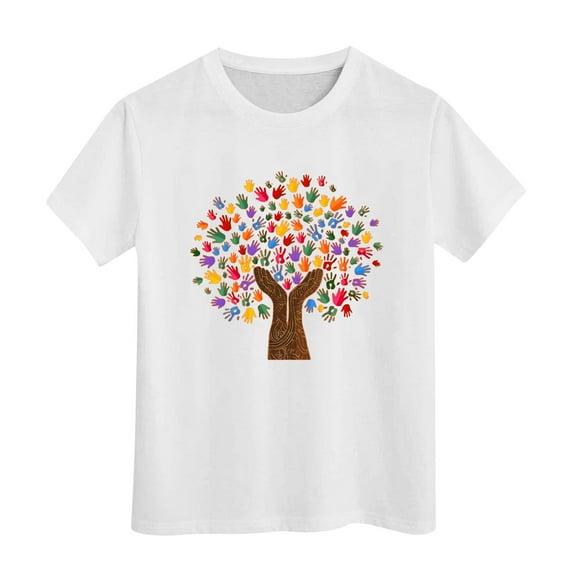 LUOGENLI Comfort Boys Planet Printed Casual Crew Neck Short Sleeved T-Shirt Little Boys Summer Planet Printed Boys Casual T Shirt Tops Boys Shirts 3-White Size 4-5 Years