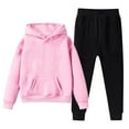 thumbnail image 1 of LUOGENLI Cute Outfits for Girls 10-12 Kids Hoodie Sweatshirt and Sweatpants Solid Color Pullover Hoodie Set Tracksuit 2 Piece Outfits Outfits for Girls 14-16 130, 1 of 3